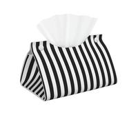 Long Tissue Box Cover Black & White Stripe Leather Tissue Box Holder Tissue Box Covers for Bathroom Parlors Office Bedroom