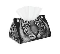 Long Tissue Box Cover Black White Tiger Leather Tissue Box Holder Tissue Box Covers for Bathroom Parlors Office Bedroom