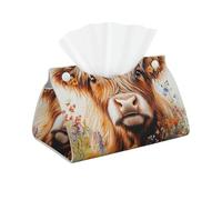 Long Tissue Box Cover Oil Painting Highland Cow Leather Tissue Box Holder Tissue Box Covers for Bathroom Parlors Office Bedroom