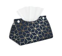 Long Tissue Box Cover, Tissue Box Holder Tissue Dispenser Tissue Holder for Home, Navy Blue Gold