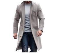 Long Trench Coat Men Uk - Mens Overcoat Business Casual Outwear Slim Fit Overcoat Winter Military Coat Long Men Thick Duffle Collar Windbreaker Single/double Breasted Elegant Office Wear