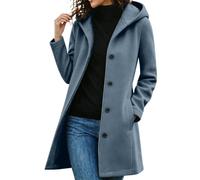 Long Trench Coats for Women UK Wool Blend Single Breasted Hooded Peacoat | Slim Fit Longline A-line Outwear,Business Casual Coatigans, Outdoor Windproof Windbreaker Jackets Women,Warm Winter Coats