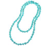 Long Turquoise Beaded Necklace Boho Blue Howlite Beads Endless Necklace Hand-knotted Gemstone Jewelry for Women 47”