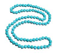 Long Turquoise Beaded Strand Necklace Endless Round Beads Multi Layer Heart Yoga Meditation Prayer Handmade Gemstone for Women Girls Healing Aesthetic Jewelry-Heart