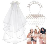 Long Veil BRIDE Headbands For Bride Pearl Decors Bridesmaids Hair Hoop Wedding Party Bride Bachelorettes Headpiece