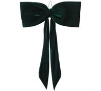 Long Velvet Bow Ornament for Christmas Tree and Window Display Made from Cloth Fabric in Red (40cm Green)