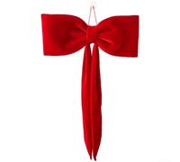Long Velvet Bow Ornaments for Christmas Tree and Window Hanging Designed to Add Elegant Festive Touch (40cm Red)