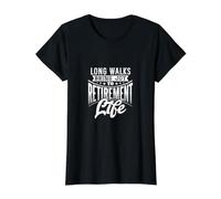 Long Walks Bring Joy to Retirement Life Design Value Graphic T-Shirt, Women, Black, S