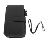 Long Wallet for Men PU Leather Vintage Retro Multifunctional Phone Card Holder Purse Business Handbag with Zipper Strap RFID Blocking Technology Durable Travel Accessories (Black)