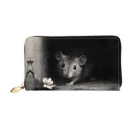Long Wallet for Women Leather Clutch Wallet A mouse in the darkness print | Microfiber Leather, 12 Card Slots, Built-In Zipper Coin Pocket, Ideal For Travel And Daily Use