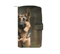 Long Wallet for Women Leather Wallet for Men Large Capacity Wristlet Wallets With 12 Card Holder Papillon in The Box Change Purse, German Shepherd, 19.7x11x3.5cm, Modern