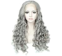 Long Wave Wig Silver Hand Front lace Small roll Wig Ripple Synthetic Curly Hair Party Role Playing