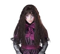 Long wavy brown child's wig