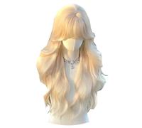Long Wavy Platinum Blonde Wigs for Women Lolita Cute Wig Natural Looking Wig Heat Resistant Synthetic Long Curly Hair Wigs for Daily Party Use