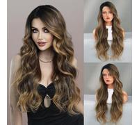 Long wavy wig 28 inchesNatural look synthetic heat resistant fiber wigLace front wigSuitable for daily party use G,70CM