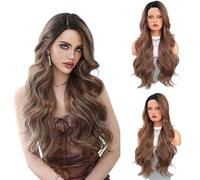 Long wavy wig 28 inchesNatural look synthetic heat resistant fiber wigLace front wigSuitable for daily party use D,70CM