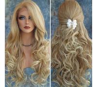 Long Wavy Wigs,Gold Long Curly Wig,Heat Resistant Synthetic Wigs,Wigs for Women,for Daily/Party/Cosplay (Golden 70cm)