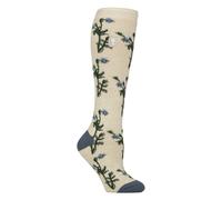 HEAT HOLDERS Long Wellington Boots Socks For Women Lite | Cute Floral Patterned Thermal Welly Socks (4-8, Foliage/Oat)