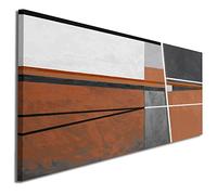 Long Wide Horizontal Framed Wall Art Print - Over Bed Couch Sofa - Panoramic Canvas - Orange Abstract Picture - L - XL - XXL (Orange 3, 118 x 49cm - STRETCHED Canvas L)