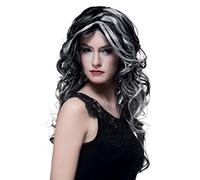 Long Wig Witch of the Swamp Taglia Unica Green/Black | Long green and black witch wig with a spooky swamp-inspired look, perfect for Halloween parties, costumes and themed events.