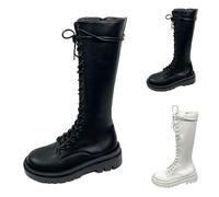 Long Winter Boots For Women, Knee High Boots For Women Over The Knee Boots Lace Up Thigh High Boots Classic Side Zipper Combat Boots Comfortable Flat Round Toe Boot Stylish Fall Winter Boot
