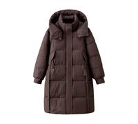 Long Winter Coat Puffer Quilted Coats Hooded Stand Collar Padded Jackets with Pockets Long Sleeve Zipper Overcoats Midi Longline Warm Parka Casual Loose Fit Thicken Windproof Windbreak Outwear Uk