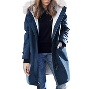 Long Winter Coats for Women Plus Size Winter Outerwear Shearling Fleece Lined Maxi Jackets with Faux Fur Hood