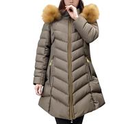 Long Winter Coats for Women UK Plus Size Windproof Black Puffer Jacket Women's Warm Winter down Jacket Parka Coat Thickened Bread Cloth Faux Solid Color Padded Outwear Waterproof Jackets with Hood