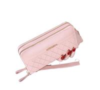 Long Women's Wallet Female Purses Tassel Coin Purse Card Holder Wallets Double Zipper Pu Leather Clutch Luxury Money Phone Bag(A-Pink)