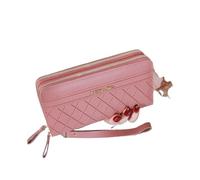 Long Women's Wallet Female Purses Tassel Coin Purse Card Holder Wallets Double Zipper Pu Leather Clutch Luxury Money Phone Bag(A-Dark Pink)