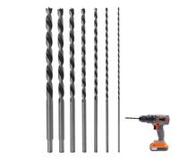 Long Wood Drill Bits 7pcs 300mm Extra Long Hss Drill Bit Wood Three-Point Drill Bit for Carpenter Woodworking Plastic Rubber