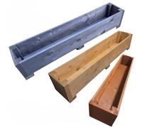 Long Wooden Planter Box - Solid Pine board - Natural Wood - Fully Assembled & Handmade - Raised Garden Bed for Flowers, Herbs, Vegetables - Outdoor Planter - Charcoal Grey