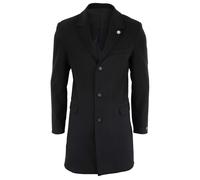 TruClothing Men's 3/4 Long Overcoat Jacket Wool Feel Coat Blinders - Black - 48
