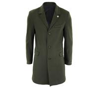 TruClothing Mens 3/4 Long Overcoat Jacket Wool Feel Coat Blinders Slim Fit
