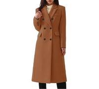 Long Wool Trench Coat Women Double Breasted Overcoat Slim Full Ladies Pea Coat Duster Classic Notched Lapel Collar Plus Size Winter Outerwear Elegant Business Fall Winter Clothes Camel Xl