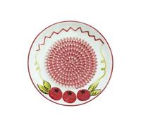 LONG XIN SERIES 1Pcs Ceramic Garlic Grater Handmade Tomato Pattern Grinder Plate Non-Slip Kitchen Gadget for Ginger Garlic Vegetables Cheese Chocolate (4.7"x0.79")