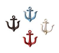 LONG XIN SERIES 4PCs Vintage Rustic Cast Iron Nautical Anchor Design Wall Hooks Antique Shabby Chic Reusable Metal Towel Coat Hooks for Home Bath Room Towel Coat Hooks Hanger, red,white,blue,black
