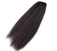 Long Yaki Straight Drawstring Ponytail, Clip in Hairpiece Synthetic Kinky Ponytails Hair Extension Hair Extension for Daily Use(#1B,20 inch 90G)