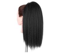 Long Yaki Straight Drawstring Ponytail for Black Women, Synthetic Thick Kinky Hairpieces Clip in Ponytails Extension for Daily Use for Daily Use(Black,20inch)
