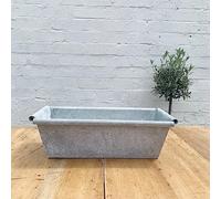 Long Zinc Trough Planter 40cm - Grey Metal Rectangle Plant Pot - Window Box - Galvanised Zinc Outdoor Garden Planter Box - Modern Planter 6 sizes