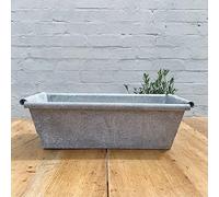 Long Zinc Trough Planter 50cm - Grey Metal Rectangular Window Box - Galvanized Zinc Outdoor Garden - Modern Container in 6 Sizes