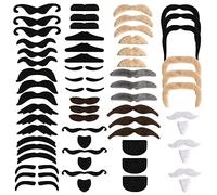 Longan Craft Fake Moustache 60 Pcs Fake Beard Stick on Moustache Self Adhesive Realistic Moustaches Kit for Birthday Party Novelty Fancy Mexican Performance Costume Decorations Masquerade Photo Props