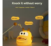 Longbao Wooden Fish Night Lamp USB Charging Three-Speed Adjustable Pat Lamp Cute Cartoon Fun Ornament Silicone Lamp