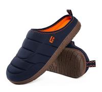 LongBay Men's Fleece Slippers Memory Foam Camping Outdoor Shoes Navy 9