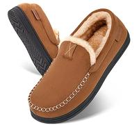 LongBay Men's Moccasin Slippers Memory Foam Warm House Shoes 7UK, Chestnut