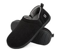 LongBay Men's Two-Tone Slippers Supportive Memory Foam Breathable House Shoes with Non-Slip Sole Indoor Outdoor Black, UK11