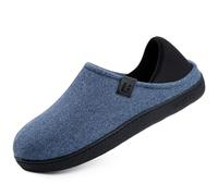 LongBay Men's Wool-Like Felt Slippers Convertible House Shoes with Removable Insole Non-Slip Indoor Outdoor Navy Blue, 9/UK