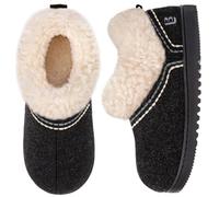 LongBay Women's Cosy Bootie Slippers Memory Foam Ladies Warm House Shoes Non-Slip Indoor Outdoor Black,9-10