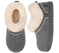 LongBay Women's Cosy Bootie Slippers Memory Foam Ladies Warm House Shoes Non-Slip Indoor Outdoor Grey,5-6