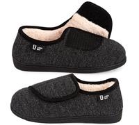 LongBay Women's Diabetic Wide Fit Memory Foam Slippers Comfy Cozy Arthritis Edema House Shoes,NEW Black,8UK